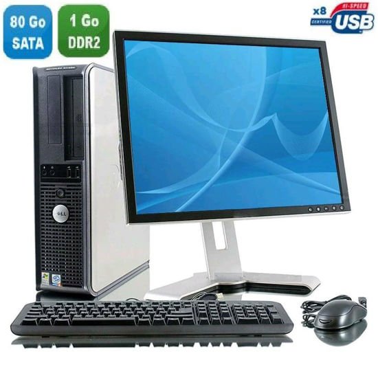 Ordinateur de Bureau DELL – Intel Core 2 Duo, 1Go RAM, 80Go ROM (Reconditionné)