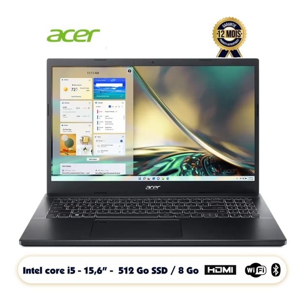 Acer Aspire 7 A715-76G Ecran 15,6″ FHD Intel Core i5-12450H NVIDIA GeForce RTX 3050 4Go 512 Go SSD 8Go Ram