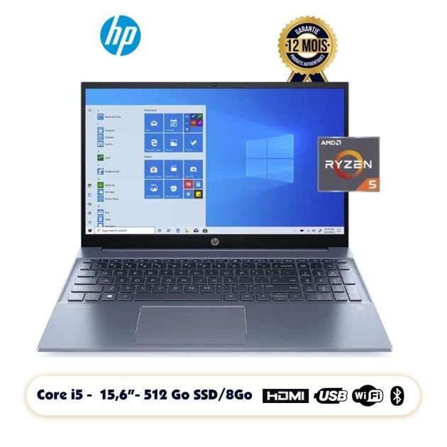 HP Pavilion Ecran 15.6″ FHD 1920 x 1080 Processeur AMD Ryzen 5 4500U ‎2.3 GHz jusqu’à ‎4.2 GHz 8GB RAM 512GB SSD Windows 10 Horizon Blue (Livré entre 5-7 jours )