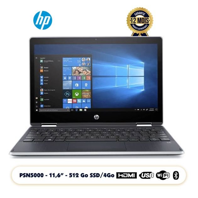 HP Pavilion X360 11 – 11.6″ HD – 512 GB SSD/ 4 GB Ram – Intel Pentium N5000 – Qwerty – 12 mois