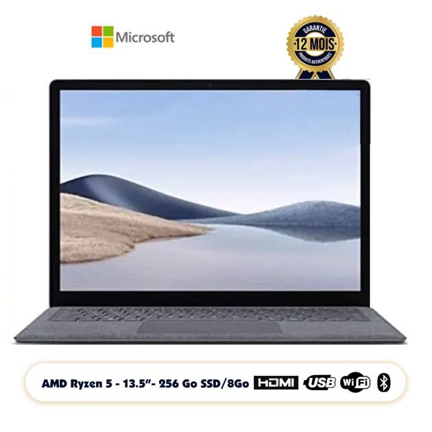 Microsoft Surface Laptop 4 -, Ecran 13.5″ PixelSense tactile – AMD Ryzen 5 4680U – 8GB RAM/ 256GB SSD – Windows 11 – 12 mois ( Livré entre 3-5 jours )